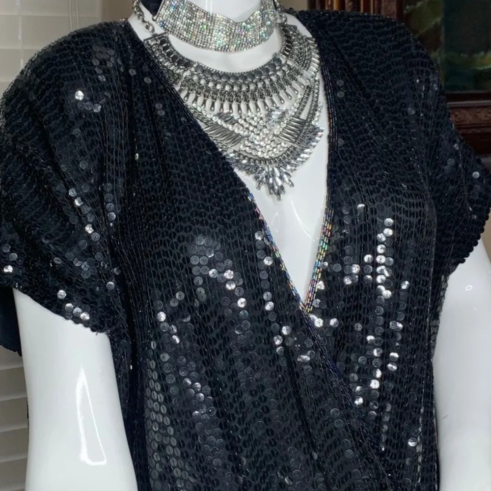 Black Sequence Dress 1920’s Style Size 8 - Picture 11 of 16